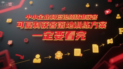 中小企业利用短视频精准获客，可复制获客落地训练方案，做好短视频，一定要看完-入圈