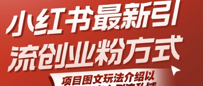 小红书最新引流创业粉方式，项目图文玩法介绍以及如何安全倒流私域-入圈