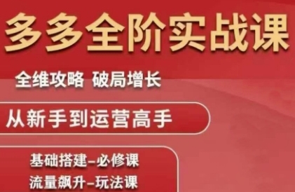 拼多多全阶实战课程，全维攻略，破局增长，从新手到运营高手-入圈