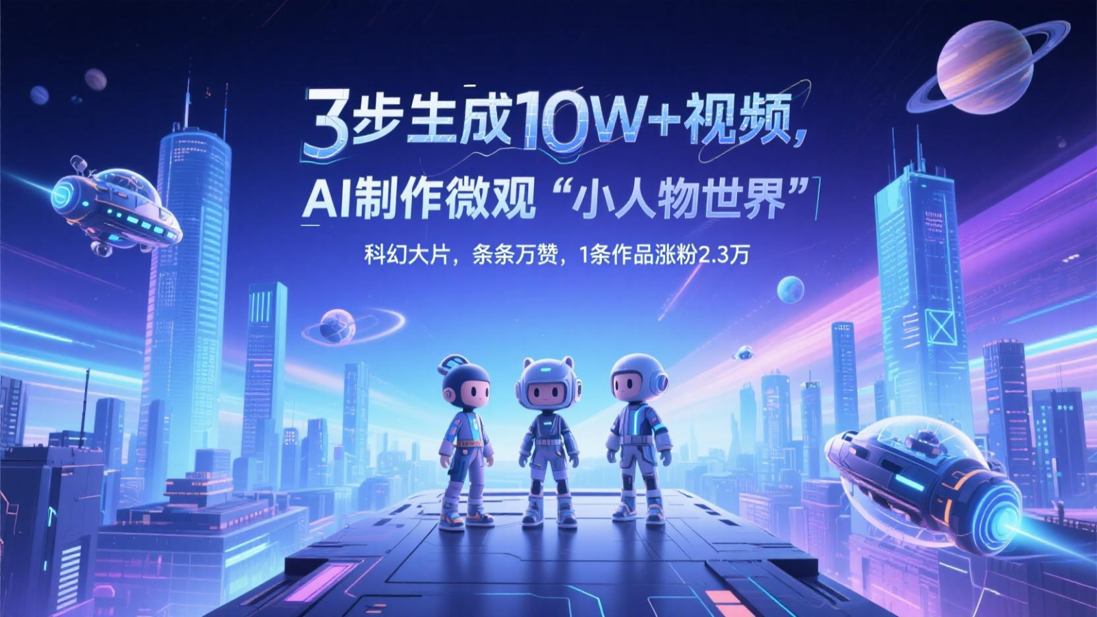 三步生成10W+视频，AI制作微观“小人物世界”科幻大片，条条万赞，1条作品涨粉2.3万-入圈