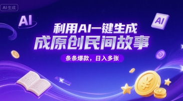 利用AI一键生成原创民间故事，无限制生成，条条爆款，日入多张-入圈
