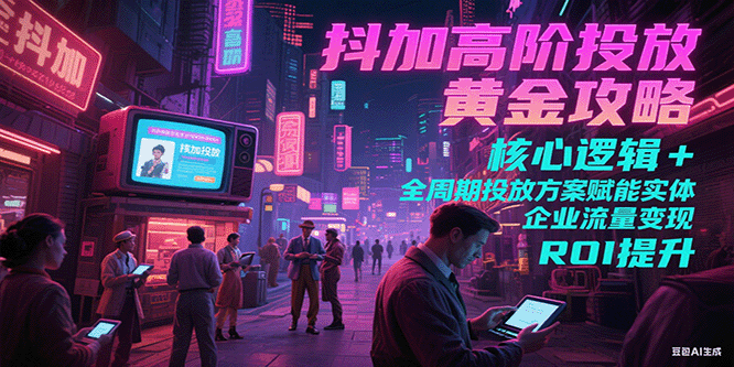 抖加高阶投放黄金攻略：核心逻辑全周期投放方案赋能实体企业流量变现 ROI 提升-入圈