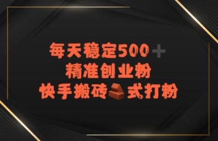 快手搬砖式打粉，每天稳定500+精准创业粉-入圈