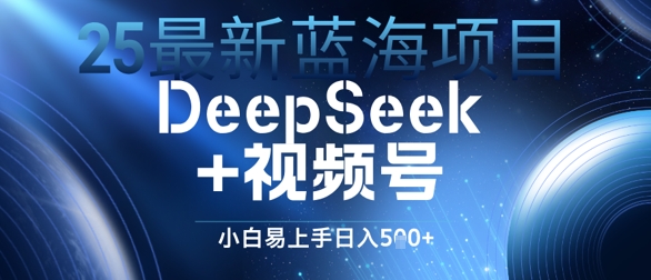 25最新蓝海项目DeepSeek+视频号，小白易上手日入几张-入圈