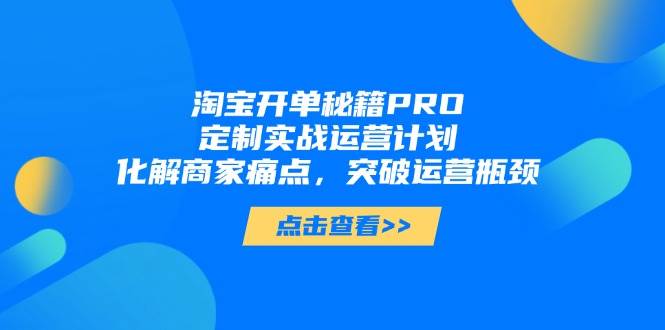 淘宝开单秘籍PRO，定制实战运营计划，化解商家痛点，突破运营瓶颈-入圈
