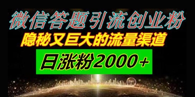 微信答题引流创业粉，隐秘又巨大的流量渠道一小时引流200人，日涨粉2000+-入圈