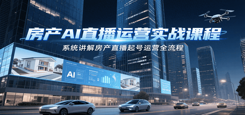 房产AI直播运营实战课程，系统讲解房产直播起号运营全流程-入圈
