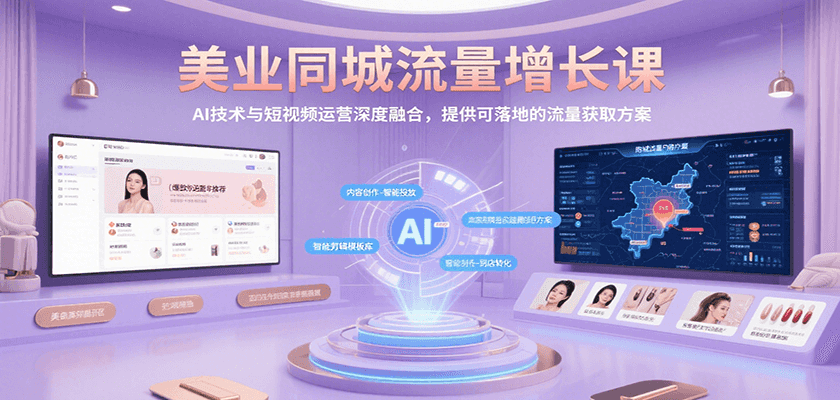 美业同城流量增长课，AI技术与短视频运营深度融合，提供可落地的流量获取方案-入圈