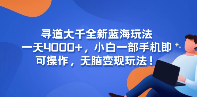 （15050期）寻道大千全新蓝海玩法，一天4000+，小白一部手机即可操作，无脑变现玩法！-入圈