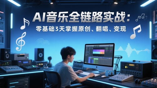 AI音乐全链路实战变现课：零基础3天掌握原创、翻唱、变现-入圈