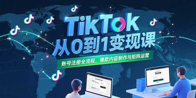（15346期）TikTok从0到1变现课，账号注册全流程，爆款内容制作与矩阵运营-入圈