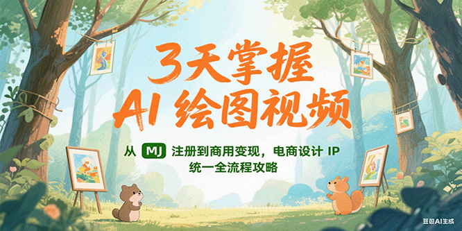 3天掌握AI绘图视频，从MJ 注册到商用变现，电商设计IP统一全流程攻略-入圈