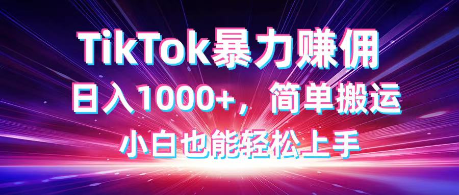 （14402期）TikTok搬运暴力赚佣，日入1000+，简单搬运，小白也能轻松上手-入圈