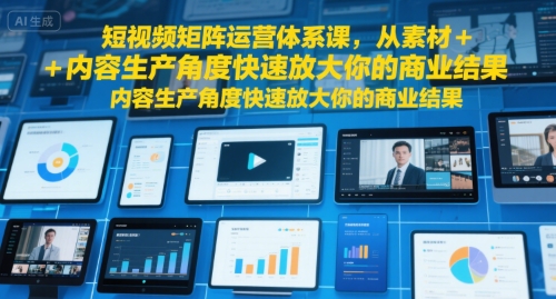 短视频矩阵运营体系课，从素材+内容生产角度快速放大你的商业结果-入圈
