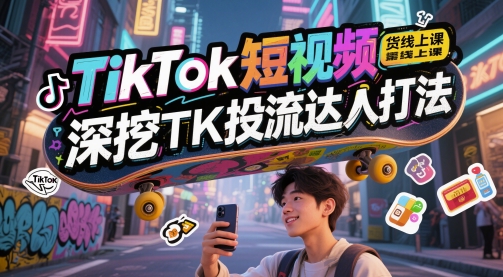 TikTok短视频带货线上课，深挖TK投流达人打法-入圈