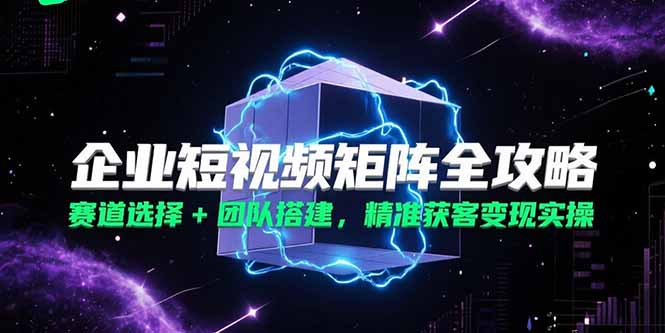 （15242期）企业短视频矩阵全攻略，赛道选择+团队搭建，精准获客变现实操-入圈