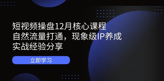 短视频操盘12月核心课程：自然流量打通，现象级IP养成，实战经验分享-入圈