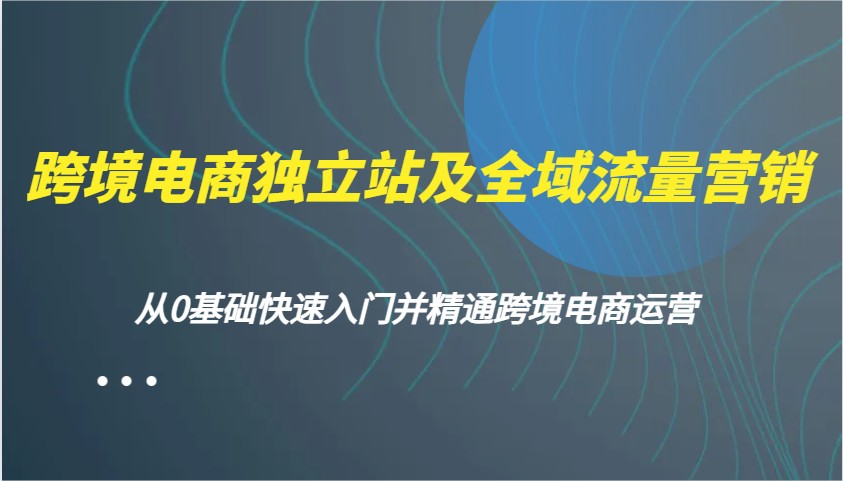 跨境电商独立站及全域流量营销，从0基础快速入门并精通跨境电商运营-入圈