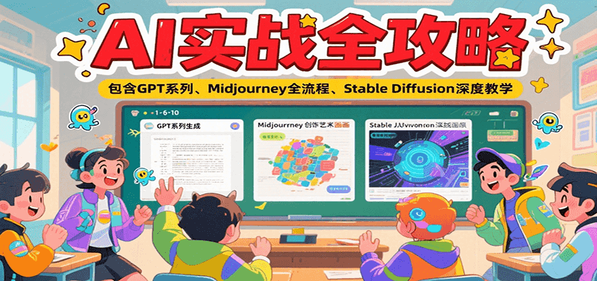 AI实战全攻略，包含GPT系列、Midjourney全流程、Stable Diffusion深度教学-入圈