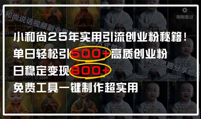 （14436期）小和尚2025年实用引流秘籍！单日轻松引500+高质量创业粉，日变现800+，…-入圈