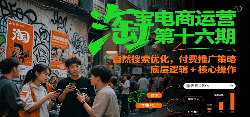 淘宝电商运营第十六期，自然搜索优化，付费推广策略，底层逻辑+核心操作-入圈