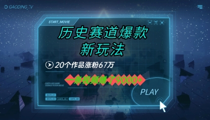 20个作品涨粉67W，一条视频收益1k+，历史赛道爆款新玩法-入圈