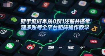 新手低成本从0到1注册并搭建多账号全平台矩阵操作教学，手机号-邮箱-IP-工具-入圈