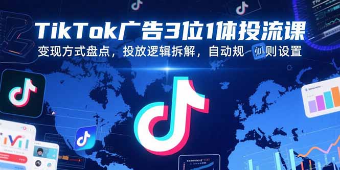 （15460期）TikTok广告3位1体投流课，变现方式盘点，投放逻辑拆解，自动规则设置-入圈