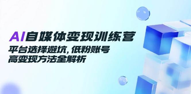 AI自媒体变现训练营，平台选择避坑，低粉账号高变现方法全解析-入圈