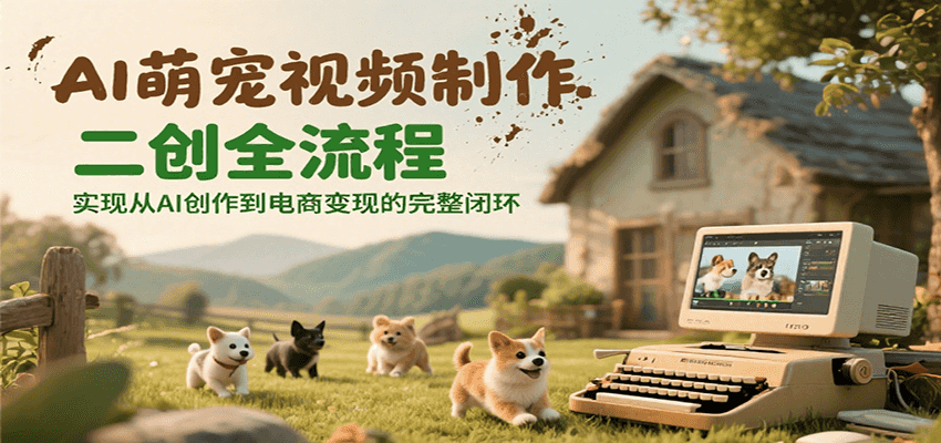 AI萌宠视频制作二创全流程，实现从AI创作到电商变现的完整闭环-入圈