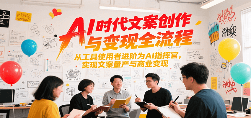 AI时代文案创作与变现全流程，从工具使用者进阶为AI指挥官，实现文案量产与商业变现-入圈
