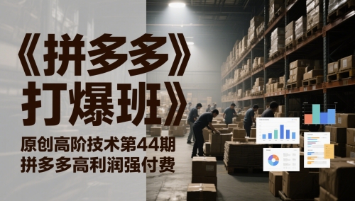 《拼多多打爆班》原创高阶技术第44期，拼多多高利润强付费-入圈