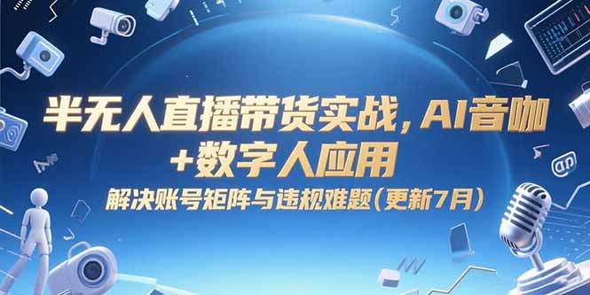 （15280期）半无人直播带货实战，AI音咖+数字人应用 解决账号矩阵与违规难题(更新7月)-入圈
