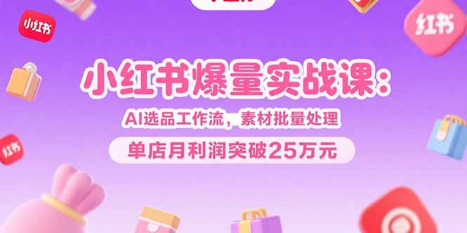 （15462期）小红书爆量实战课：AI选品工作流，素材批量处理，单店月利润突破25万元-入圈