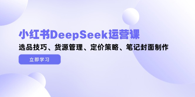 （14748期）小红书DeepSeek运营课，选品技巧、货源管理、定价策略、笔记封面制作-入圈