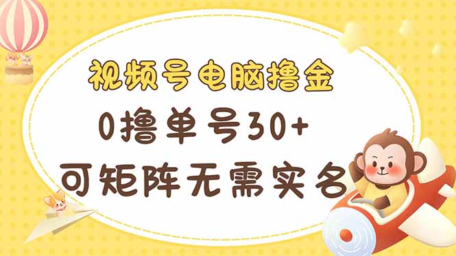 （14220期）视频号电脑撸金 0撸单号30+ 可矩阵 无需实名多号多得-入圈
