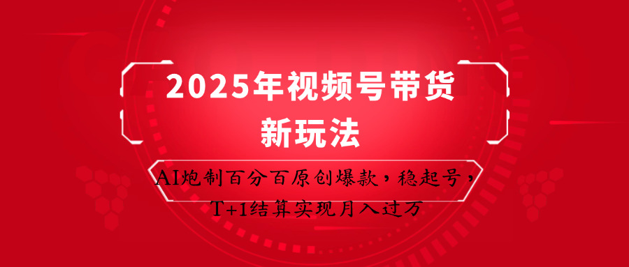 2025年视频号带货新玩法：AI炮制百分百原创爆款，稳起号，T+1结算实现月入过万-入圈