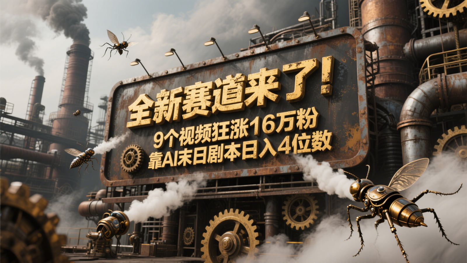 全新赛道来了！9个视频狂涨16万粉，靠AI末日剧本日入4位数，评论区爆肝追更！-入圈