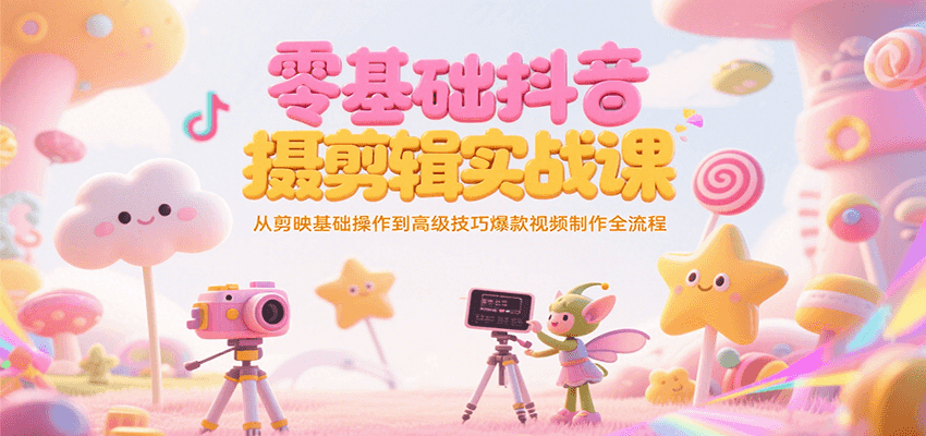 零基础抖音短视频拍摄剪辑实战课，从剪映基础操作到高级技巧爆款视频制作全流程-入圈