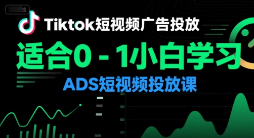 Tiktok短视频广告投放，适合0-1小白学习ADS短视频投放课-入圈