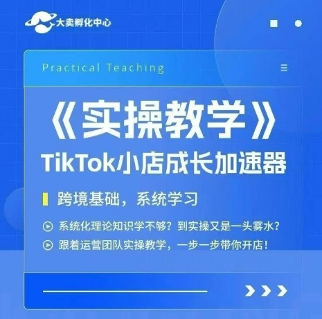 大卖家孵化中心TikTok实操课，TikTok小店成长加速器，跨境基础系统学习，一步一步带你开店-入圈