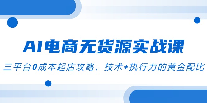 （14982期）AI电商无货源实战课，三平台0成本起店攻略，技术+执行力的黄金配比-入圈