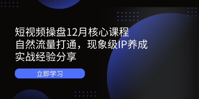 （14447期）短视频操盘12月核心课程：自然流量打通，现象级IP养成，实战经验分享-入圈