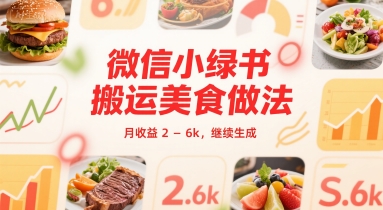 微信小绿书搬运美食做法 月收益 2-6k-入圈
