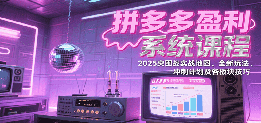 拼多多盈利系统课程：2025突围战实战地图、全新玩法、冲刺计划及各板块技巧-入圈