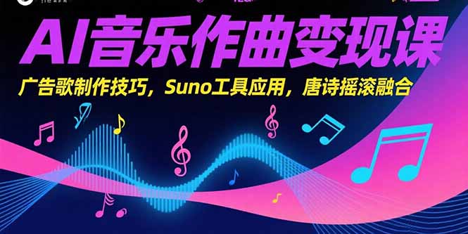 （15370期）AI音乐作曲变现课，广告歌制作技巧，Suno工具应用，唐诗摇滚融合-入圈