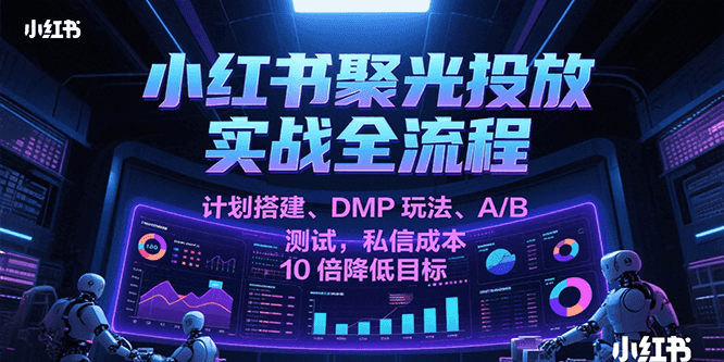 小红书聚光投放实战全流程，计划搭建、DMP玩法、A/B测试，私信成本10倍降低目标-入圈