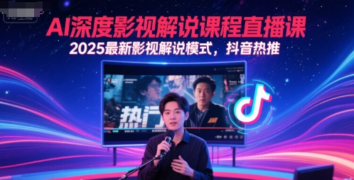 AI深度影视解说课程直播课，2025最新影视解说模式，抖音热推-入圈