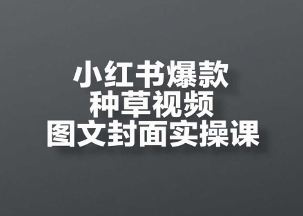 小红书爆款种草视频图文封面实操课，​开店、选品、引流、变现全流程-入圈