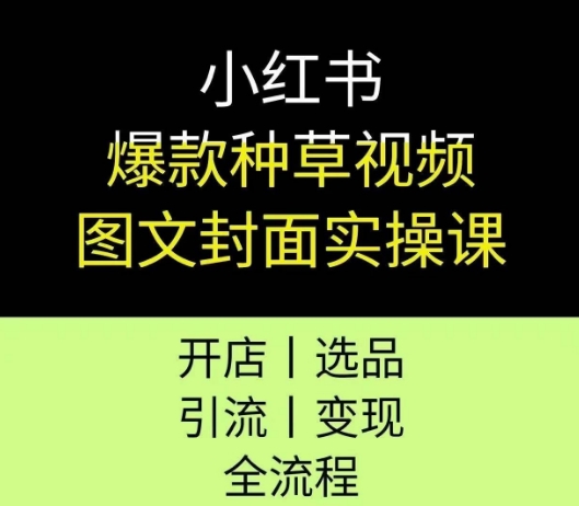 小红书爆款种草视频图文封面实操课，开店、选品、引流、变现全流程-入圈